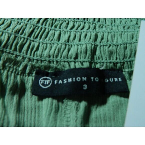 Fashion to Figure Pants Size‎  3  Green Gauze Lightweight Elastic Waist Wide Leg - Picture 9 of 14
